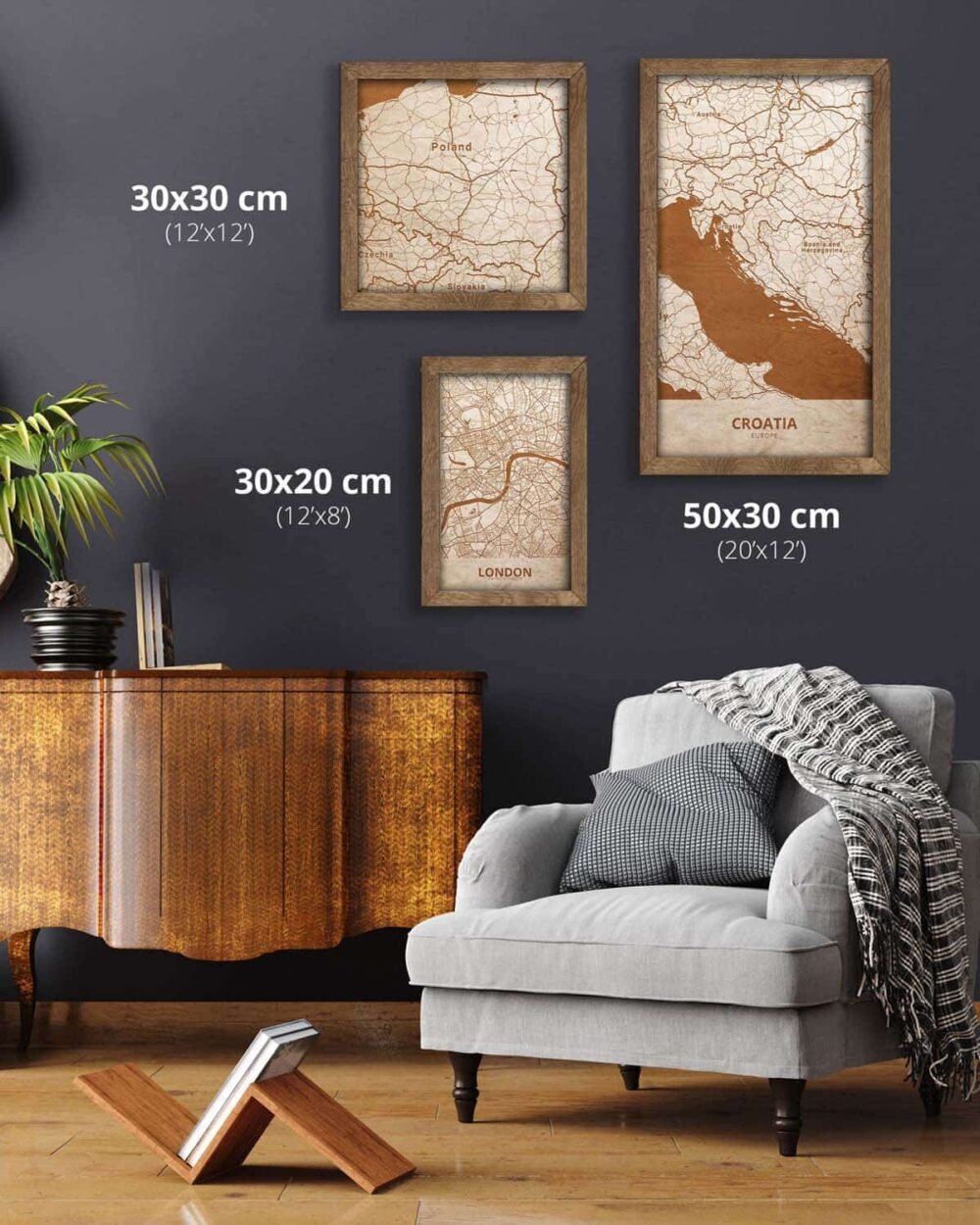 Wooden Map of Croatia, Country Map 4