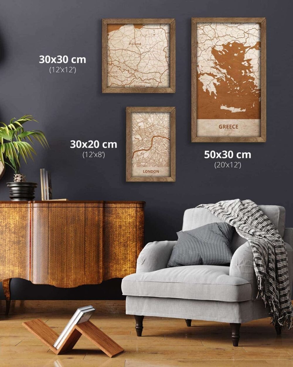 Wooden Map of Greece, Country Map 4