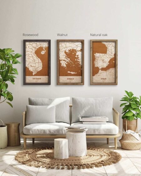 Wooden Map of Greece, Country Map 5