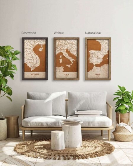 Wooden Map of Italy, Country Map 5