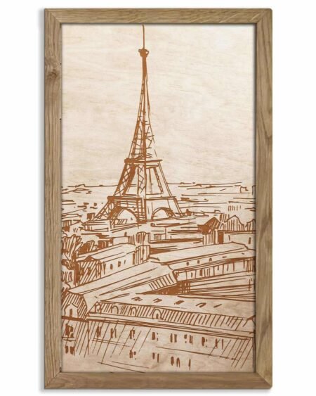Wooden picture of Eiffel Tower, in an oak frame
