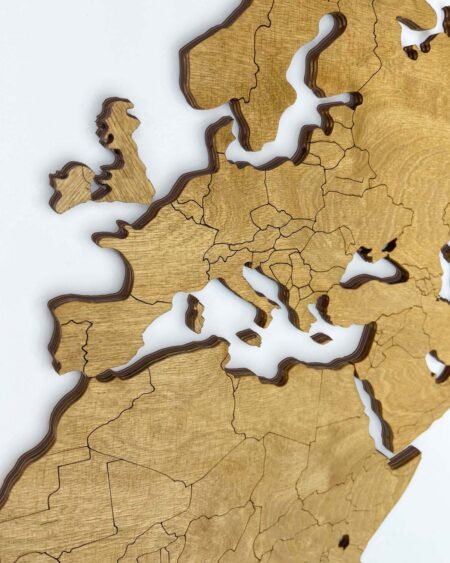 Blank Wooden World Map Wall Decor Oak