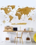Blank Wooden World Map Wall Decor Oak