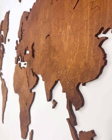 Empty World Map Home Wall Decor Walnut 1