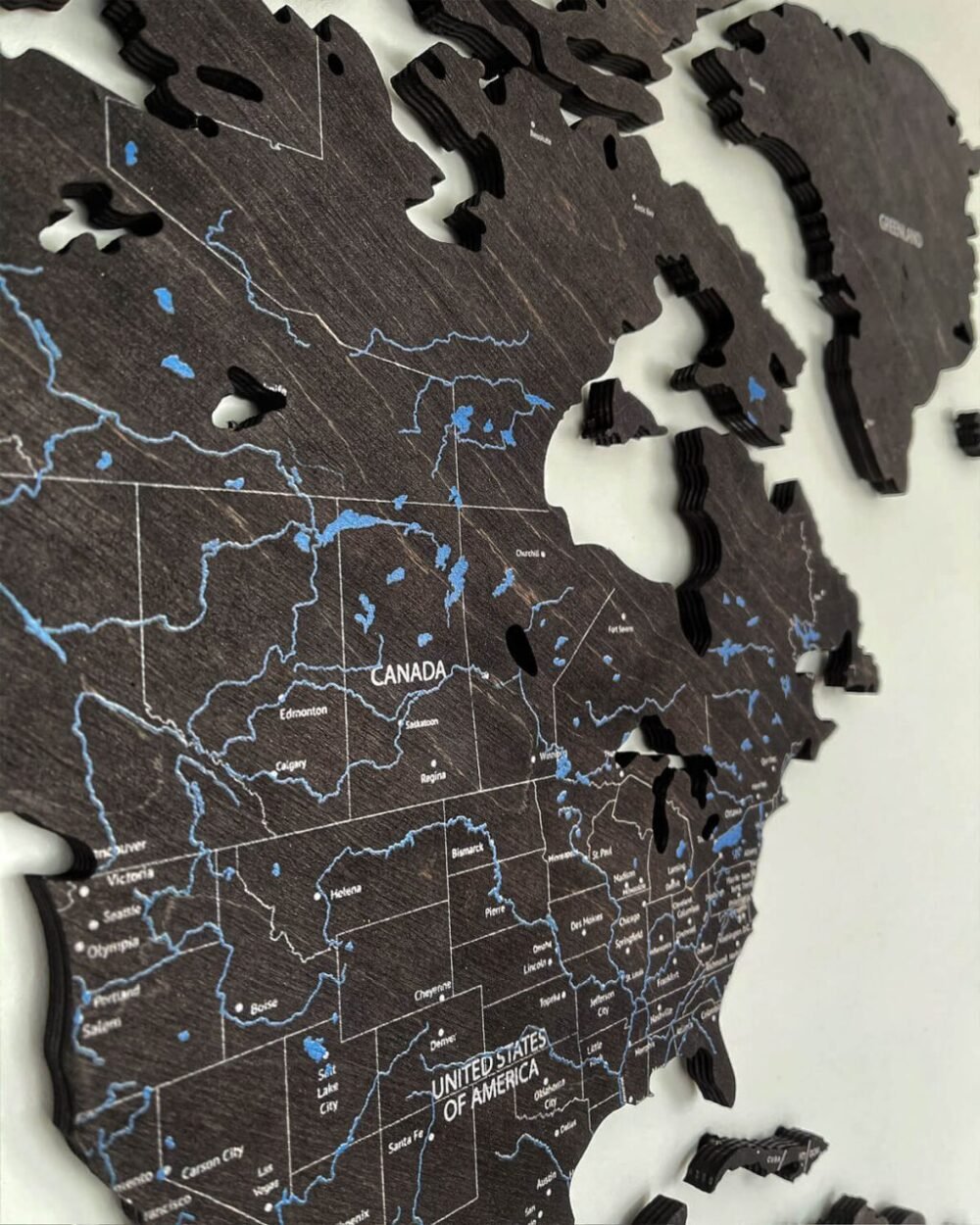 Colored Wooden World Map​ Heban 3