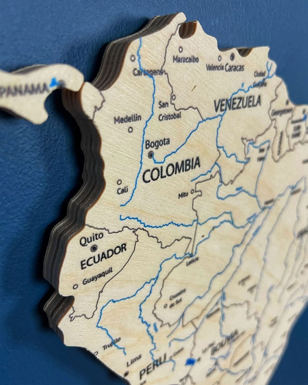 Colored Wooden World Map​ Natural 4