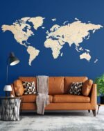 Colored Wooden World Map​ Natural 1