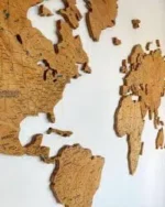 Colored Wooden World Map​ Oak 3