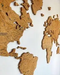 Colored Wooden World Map Oak 3