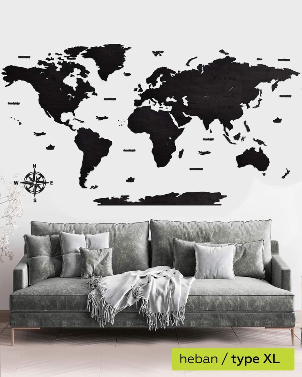 Country World Map Wood Wall Art Heban 4
