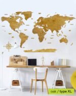 Country Wooden World Map Oak 4