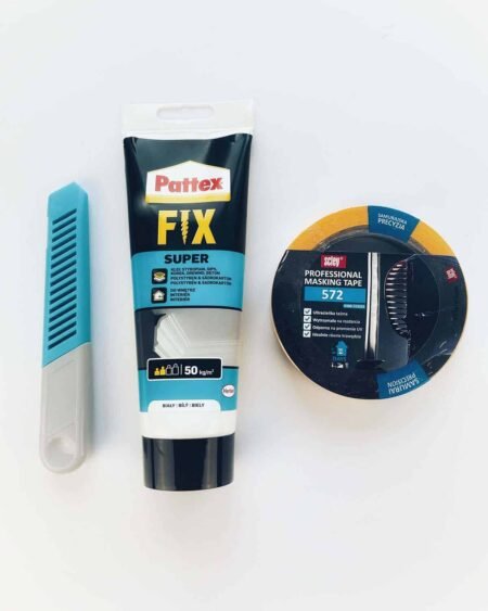 Mounting kit: knife, tape + glue / Velcro